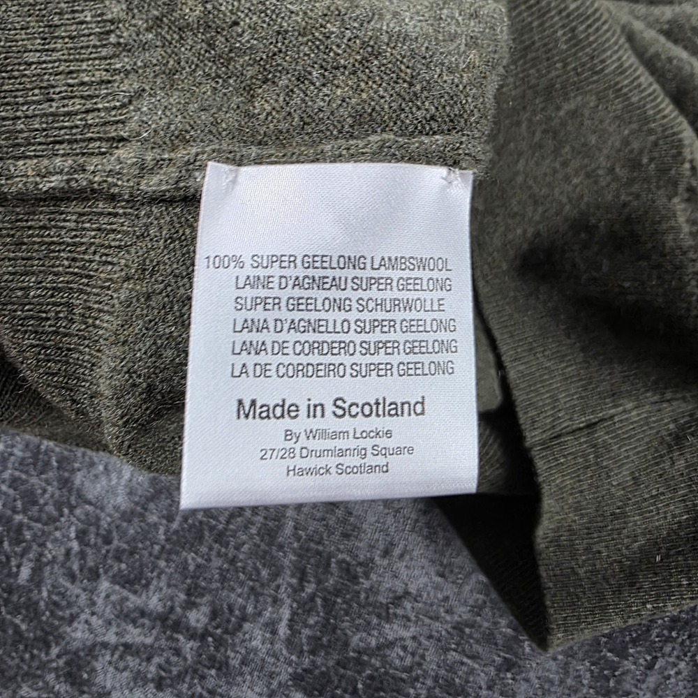 William Lockie Sweater Mens 48 XL Green V Neck Super Geelong Lambswool Scotland - Picture 9 of 10